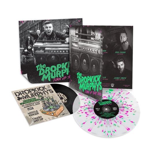Dropkick Murphys (Turn Up That Dial) Clear w/Pink&Green Splatter Deluxe Vinyl